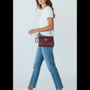Burgundy Quilted Crossbody Bag